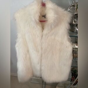 Lisa International Cream Teddy Jacket 33” long. Hook & eye closures.